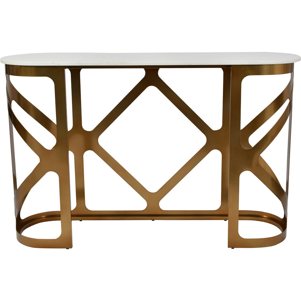 Libra Luxurious Glamour Collection - Metropolitan Console Table Satin Bronze With Off-White Marble Top