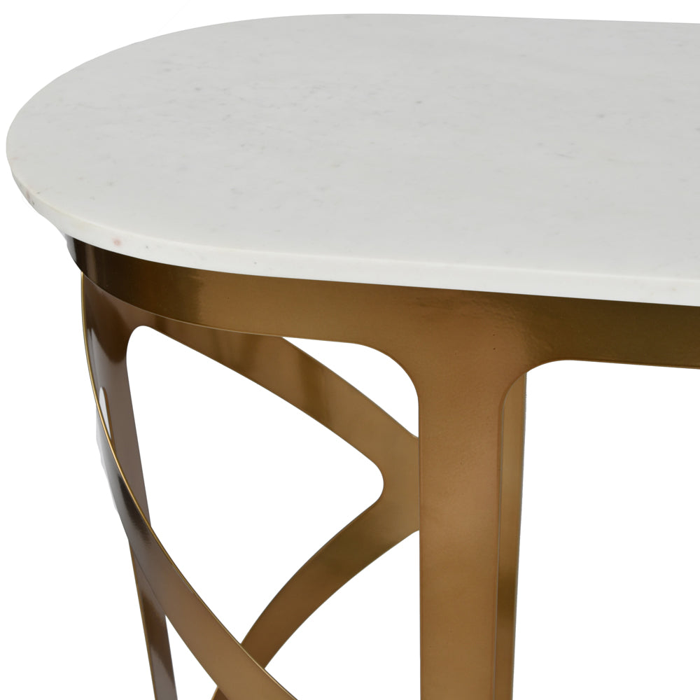 Libra Luxurious Glamour Collection - Metropolitan Console Table Satin Bronze With Off-White Marble Top