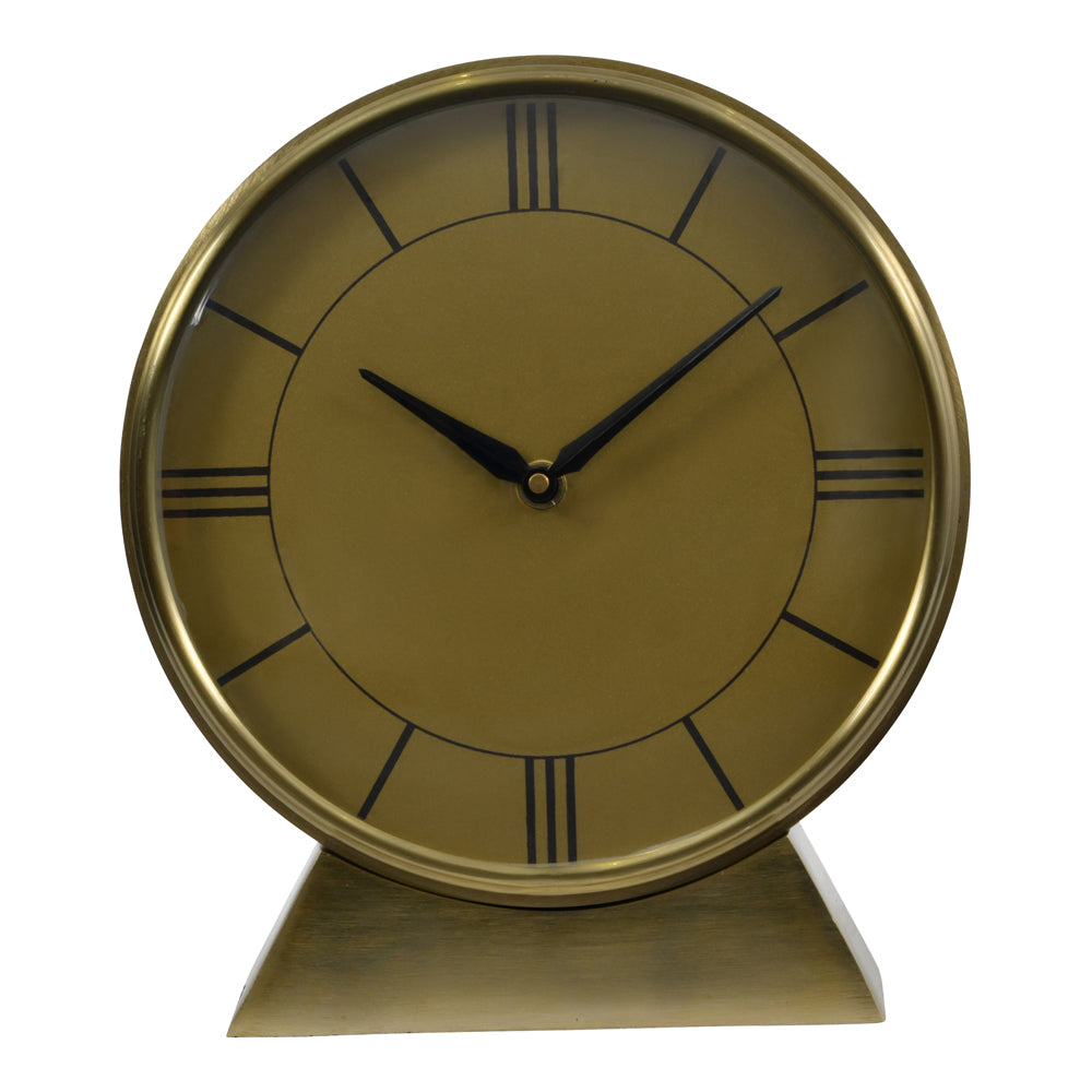 Libra Urban Botanic Collection - Whitmore Brass Round Mantel Clock