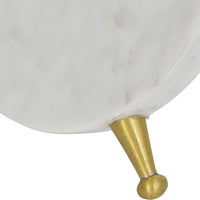 Libra Luxurious Glamour Collection - Round White Marble Mantel Clock On Gold Metal Stand
