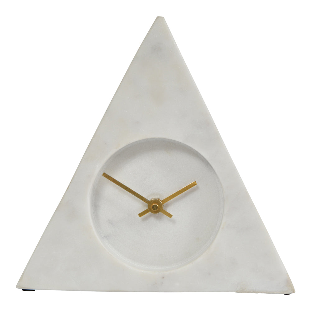 Libra Midnight Mayfair Collection - White Marble Triangular Mantel Clock