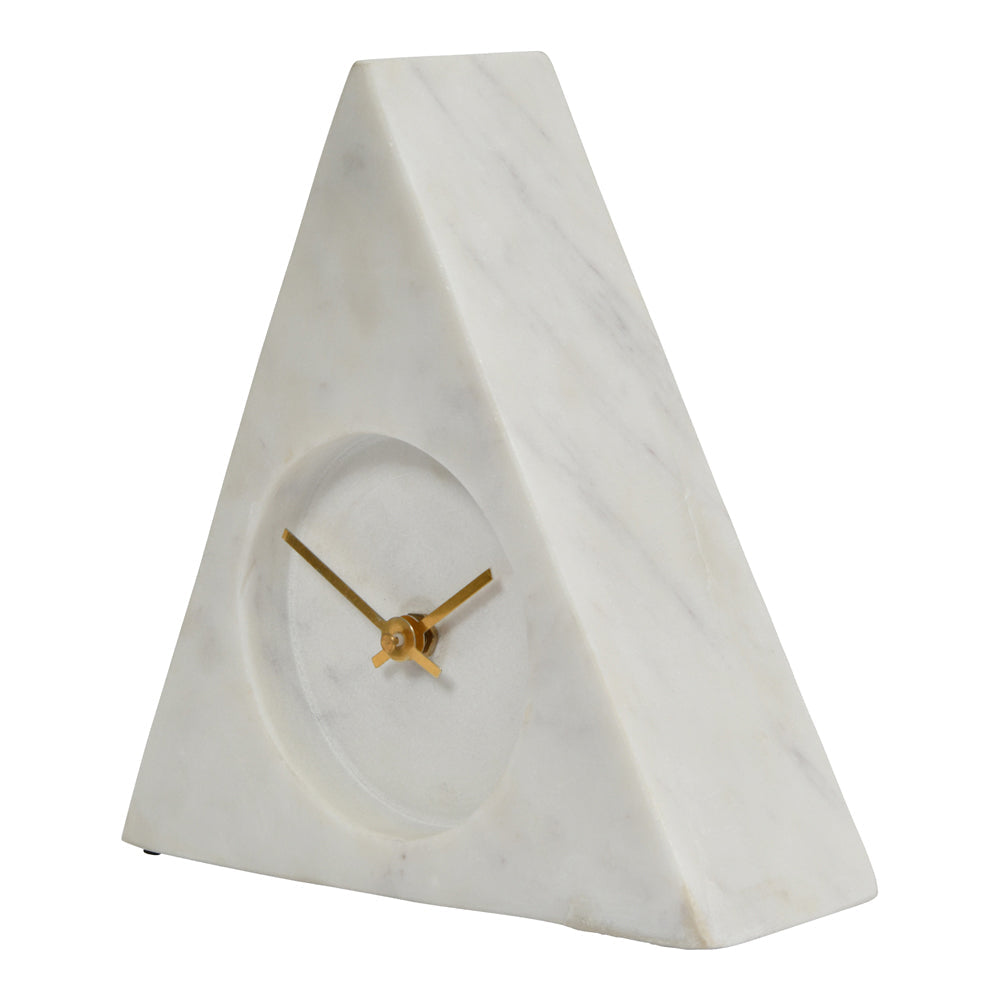 Libra Midnight Mayfair Collection - White Marble Triangular Mantel Clock