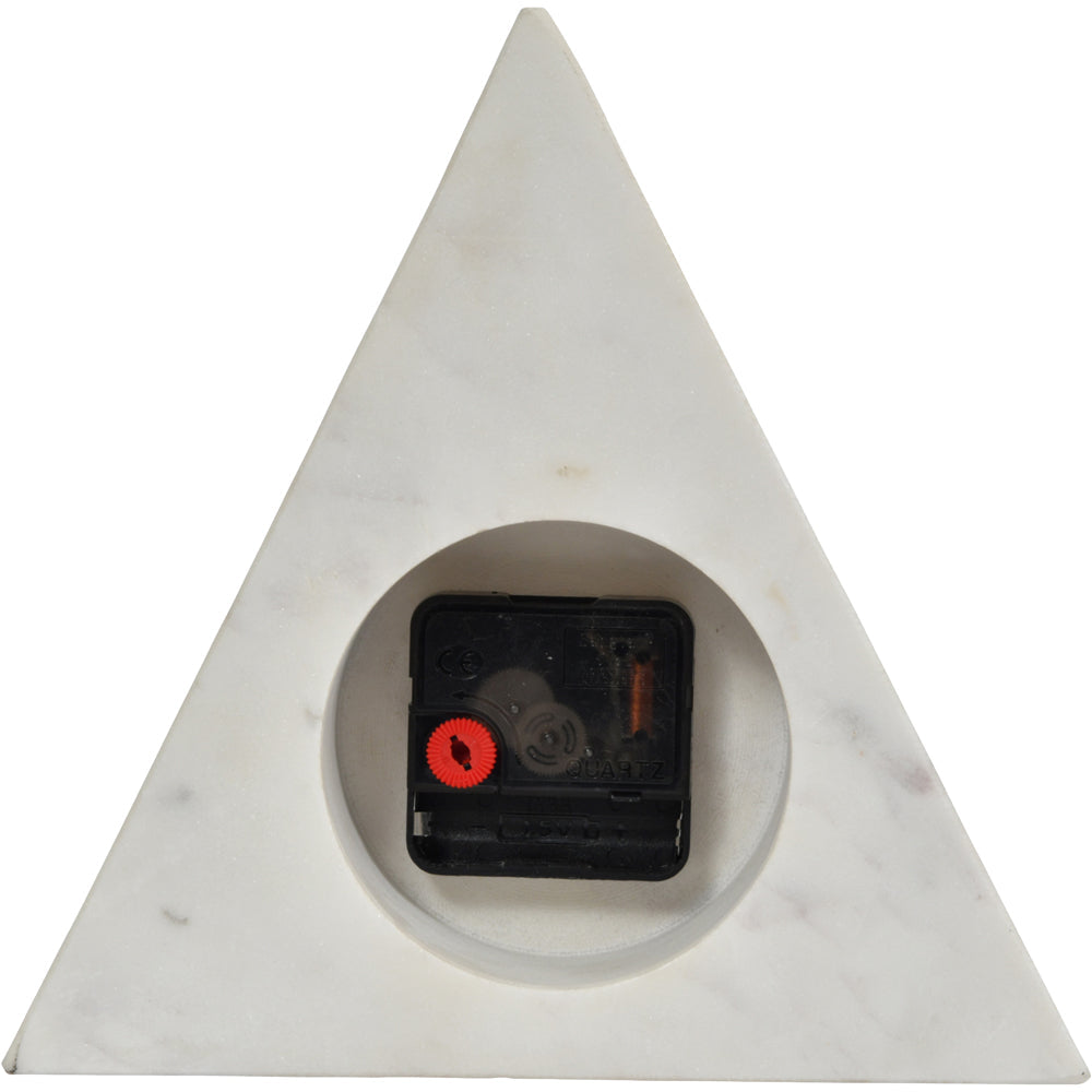 Libra Midnight Mayfair Collection - White Marble Triangular Mantel Clock