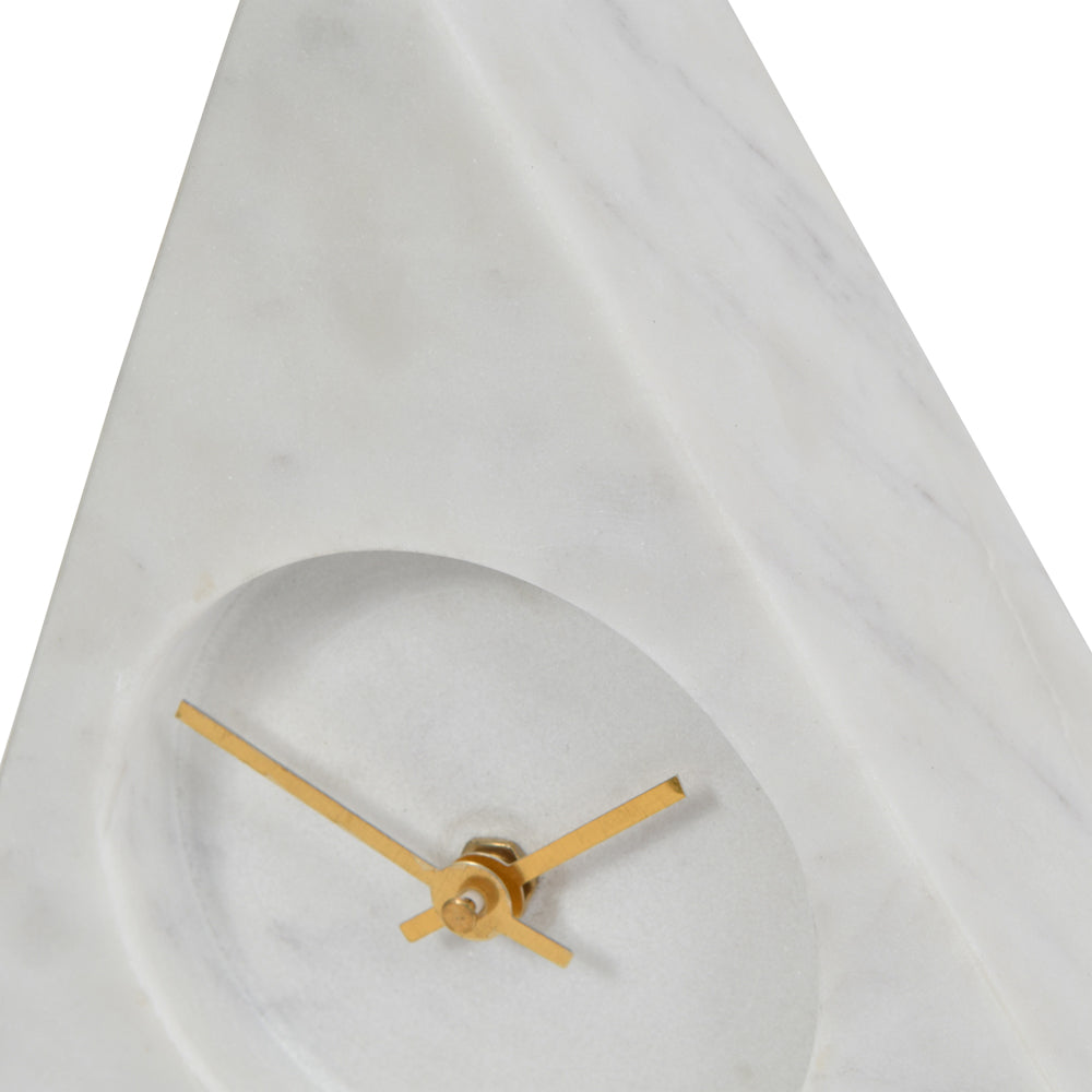 Libra Midnight Mayfair Collection - White Marble Triangular Mantel Clock