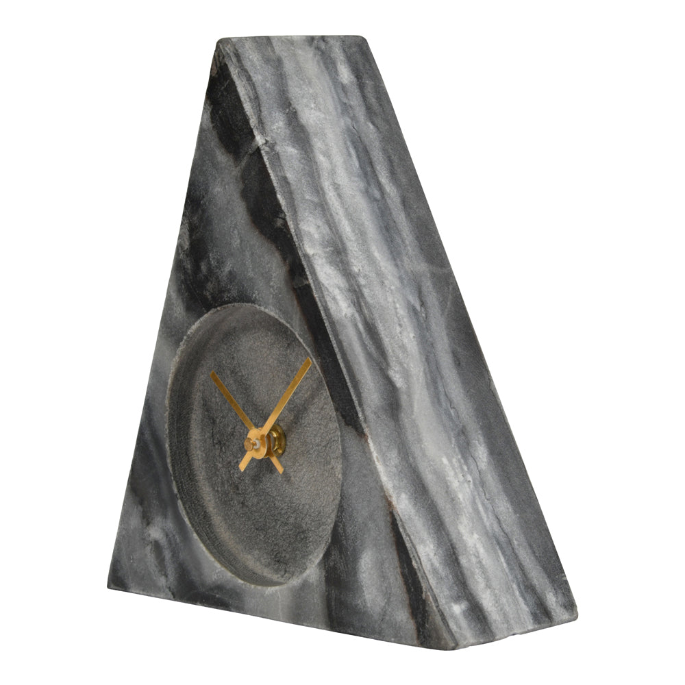 Libra Midnight Mayfair Collection - Grey Marble Triangular Mantel Clock