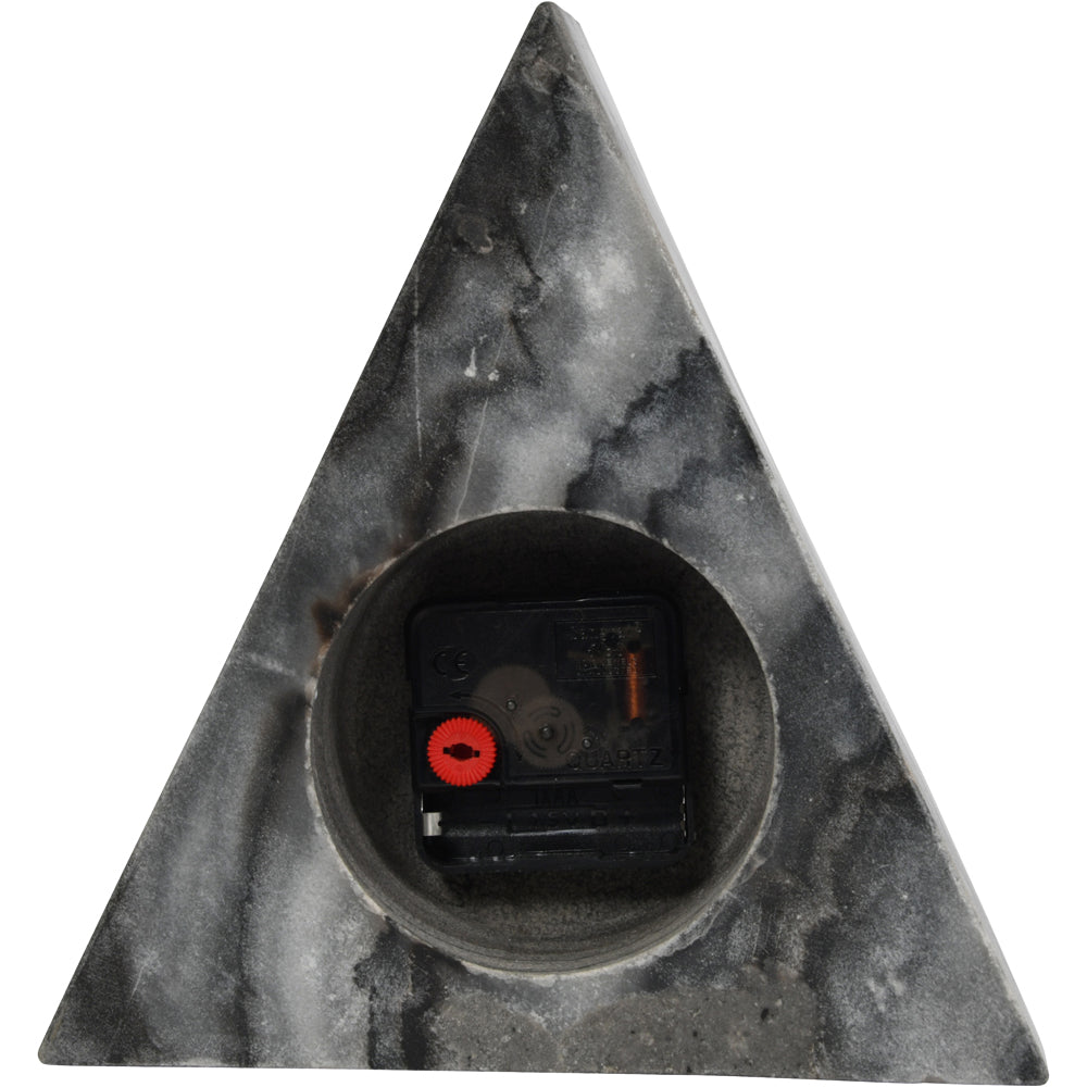 Libra Midnight Mayfair Collection - Grey Marble Triangular Mantel Clock