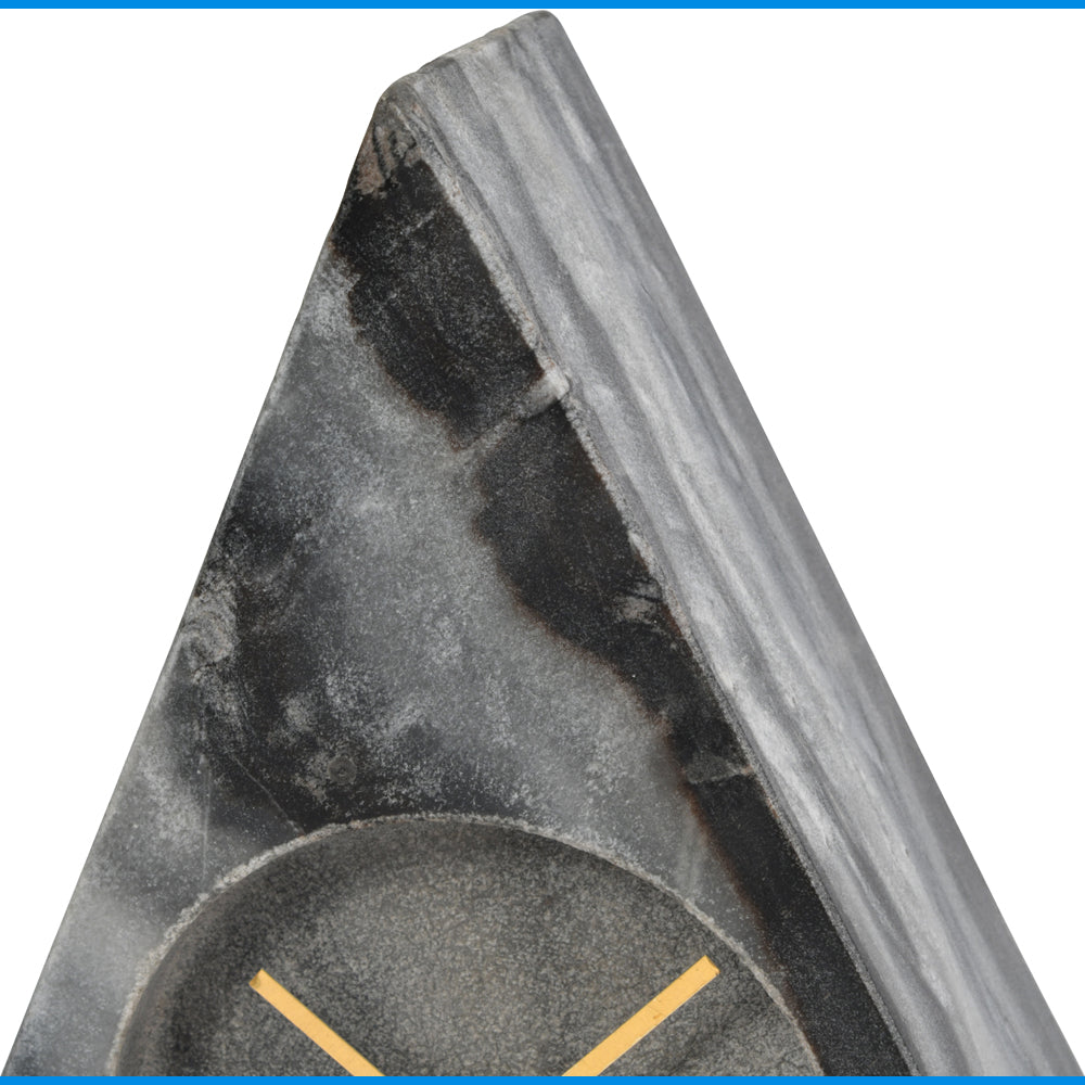 Libra Midnight Mayfair Collection - Grey Marble Triangular Mantel Clock