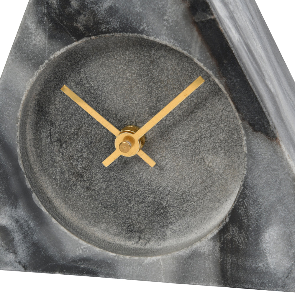 Libra Midnight Mayfair Collection - Grey Marble Triangular Mantel Clock