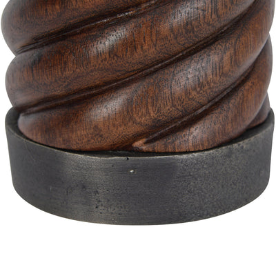 Libra Urban Botanic Collection - Barleytwist Wood And Metal Pillar Candle Holder Large