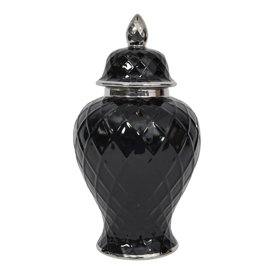 Libra Midnight Mayfair Collection - Mayfair Black And Silver Ceramic Ginger Jar