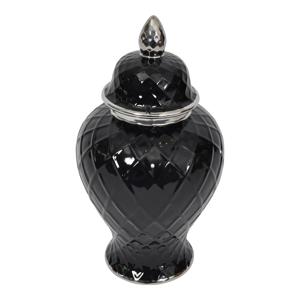 Libra Midnight Mayfair Collection - Mayfair Black And Silver Ceramic Ginger Jar