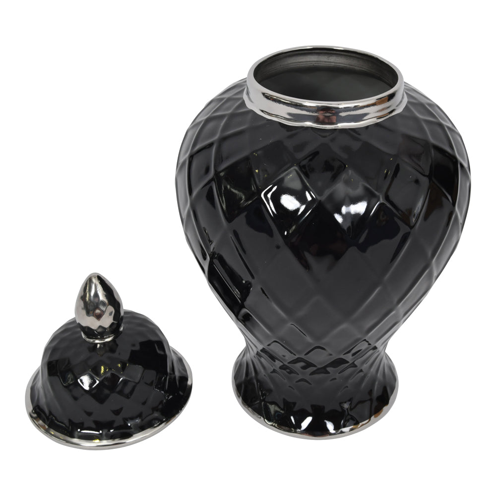 Libra Midnight Mayfair Collection - Mayfair Black And Silver Ceramic Ginger Jar