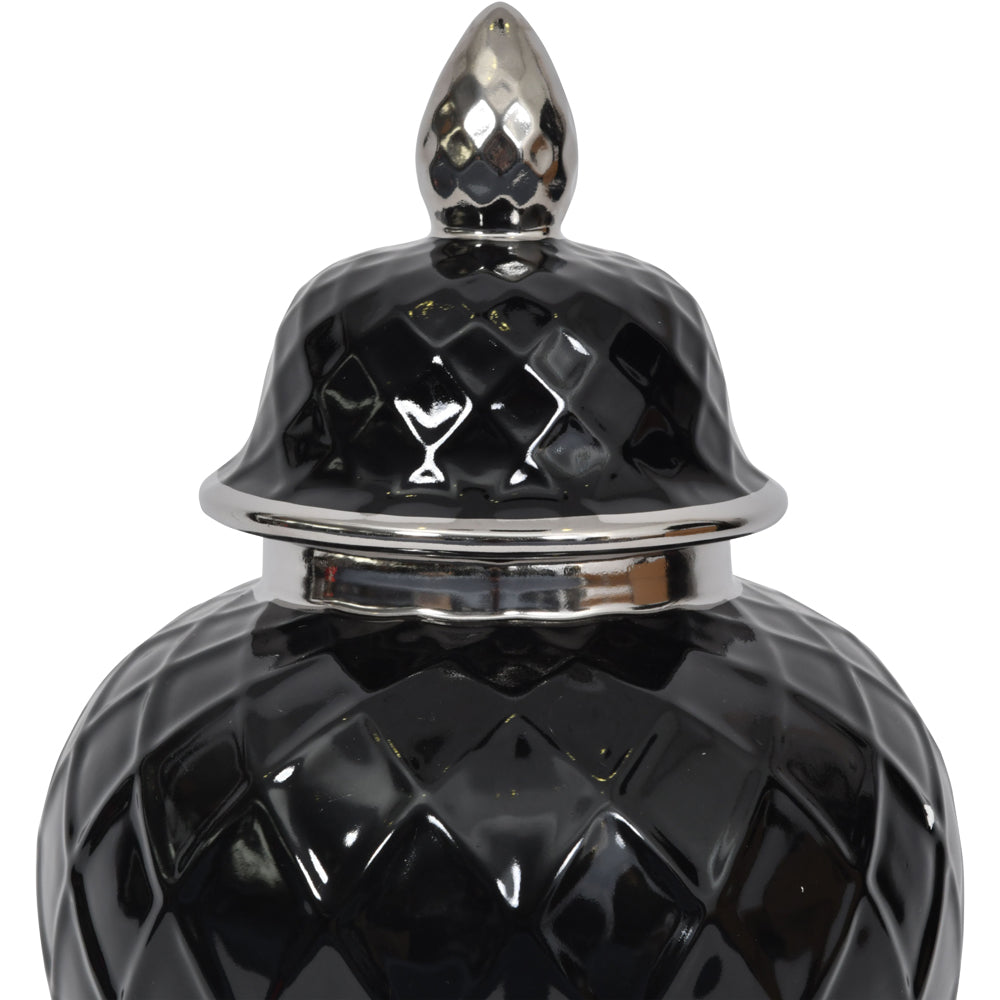 Libra Midnight Mayfair Collection - Mayfair Black And Silver Ceramic Ginger Jar