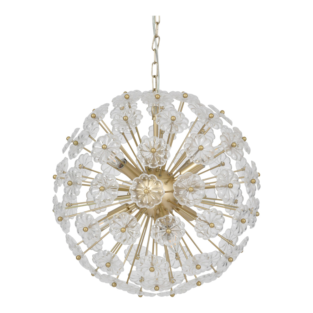 Libra Luxurious Glamour Collection - Daisy Champagne Gold And Glass Pendant Chandelier