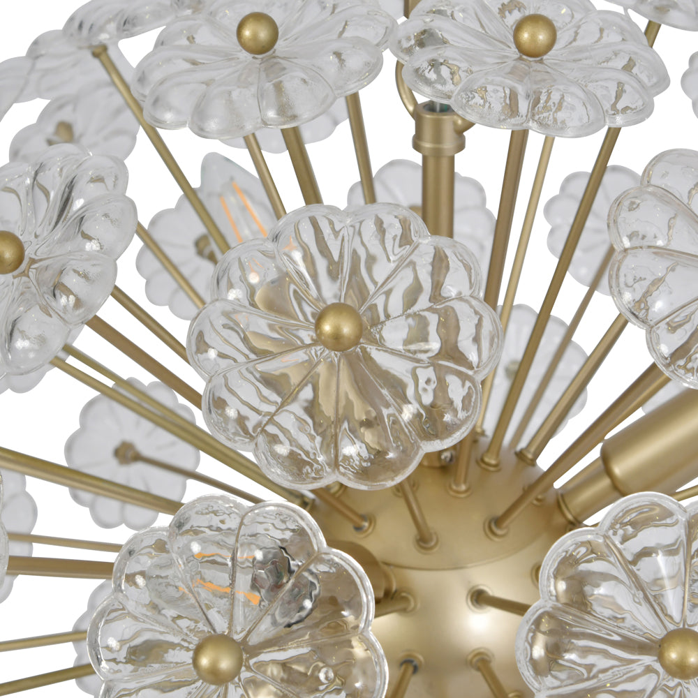 Libra Luxurious Glamour Collection - Daisy Champagne Gold And Glass Pendant Chandelier