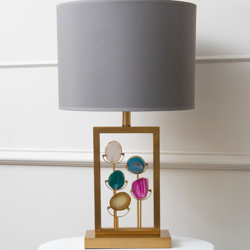 Libra Luxurious Glamour Collection - Brass And Agate Framed Table Lamp Base Only