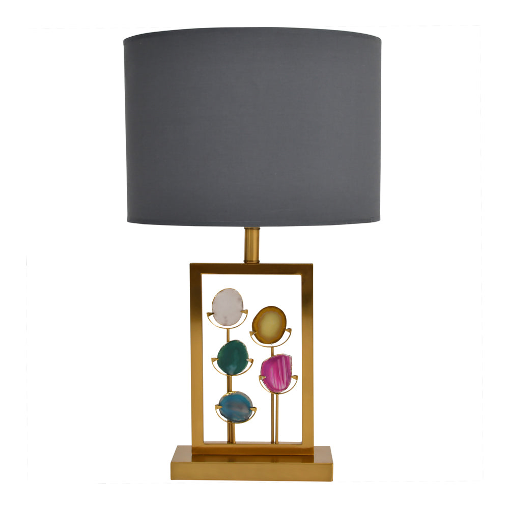 Libra Luxurious Glamour Collection - Brass And Agate Framed Table Lamp Base Only