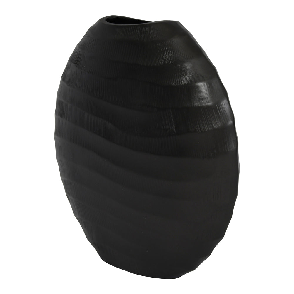 Libra Urban Botanic Collection - Iconic Ripples Graphite Aluminium Elliptical Vase Small - Discontinued