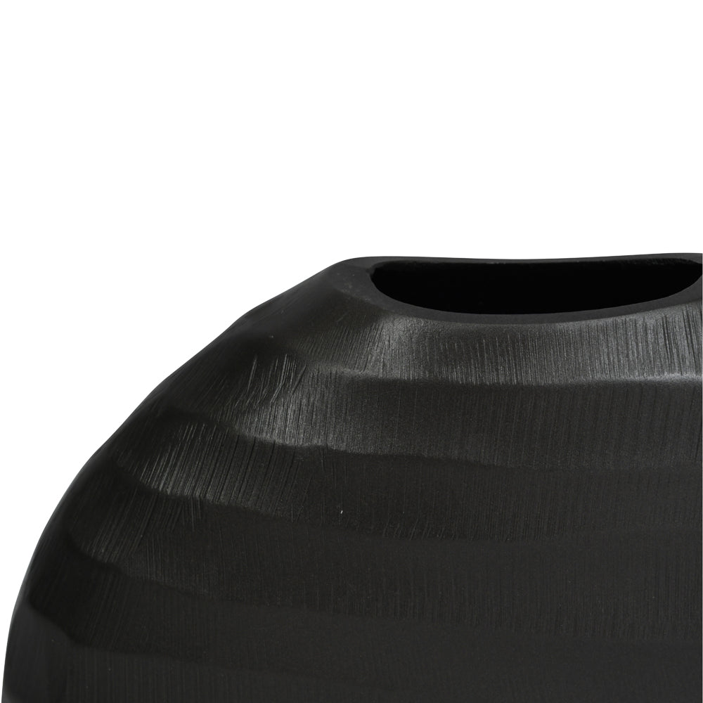 Libra Urban Botanic Collection - Iconic Ripples Graphite Aluminium Elliptical Vase Small - Discontinued