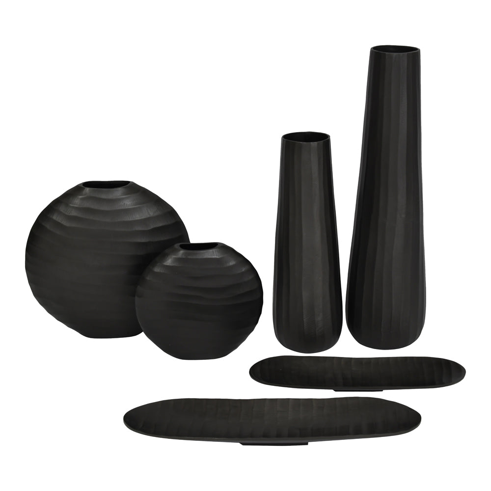 Libra Urban Botanic Collection - Iconic Ripples Graphite Aluminium Elliptical Vase Small - Discontinued