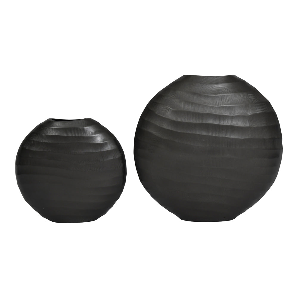 Libra Urban Botanic Collection - Iconic Ripples Graphite Aluminium Elliptical Vase Small - Discontinued