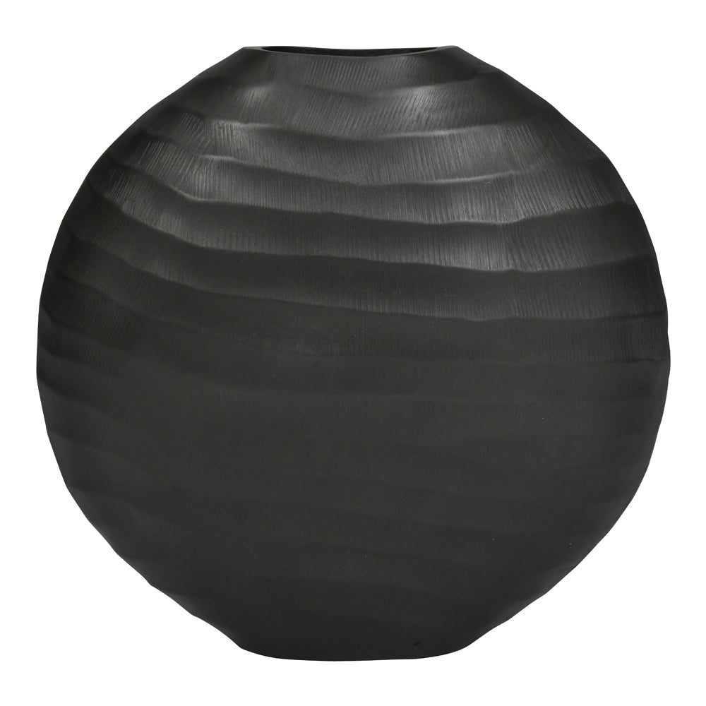 Libra Iconic Large Ripples Graphite Aluminium Elliptical Vase