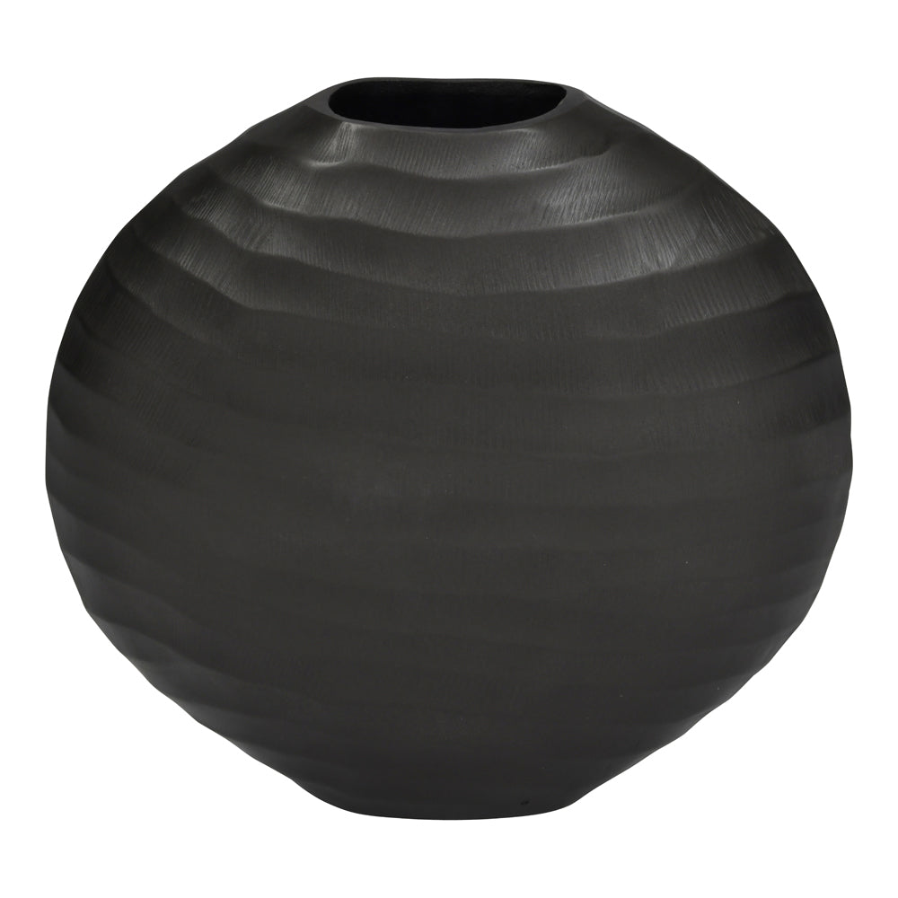 Libra Iconic Large Ripples Graphite Aluminium Elliptical Vase