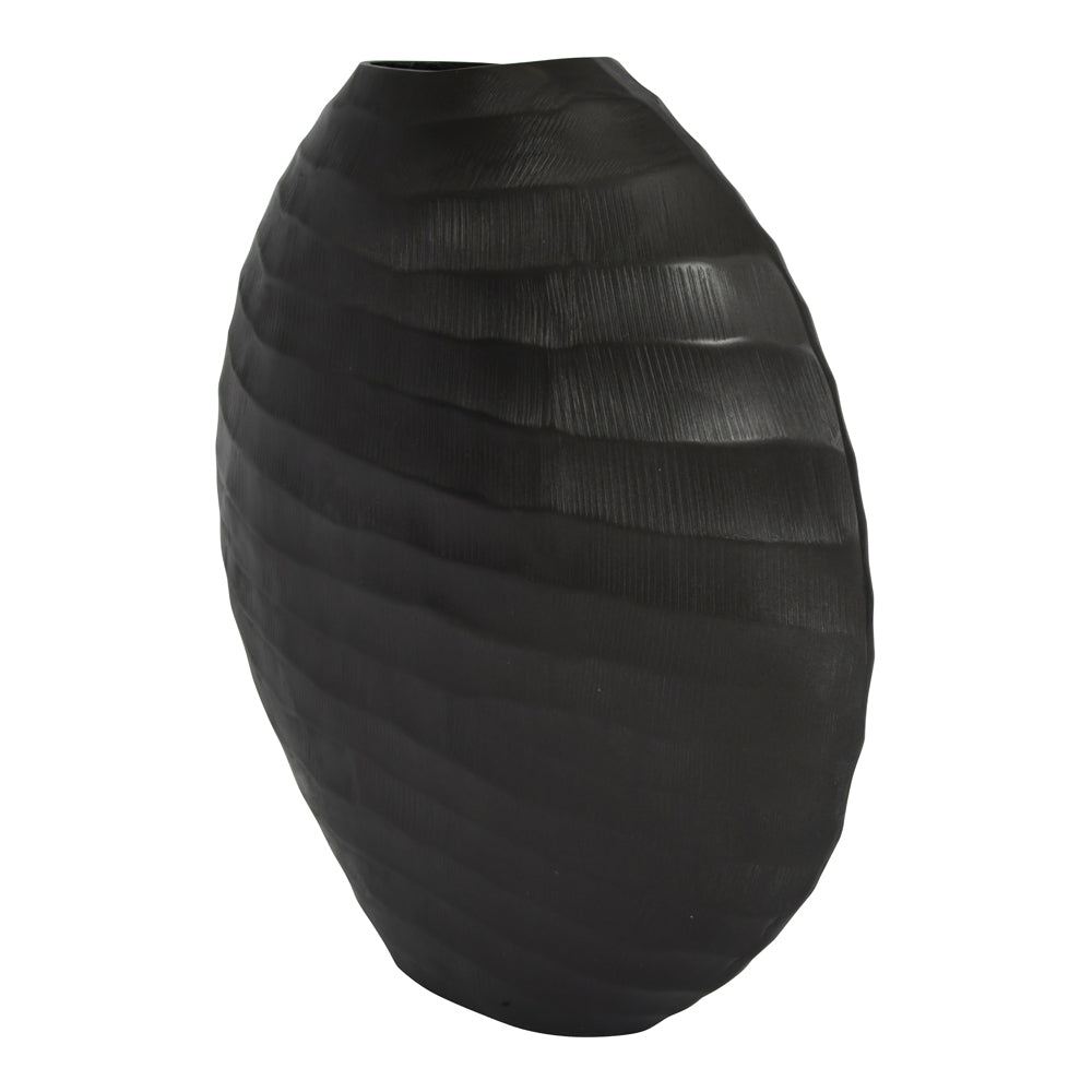 Libra Iconic Large Ripples Graphite Aluminium Elliptical Vase