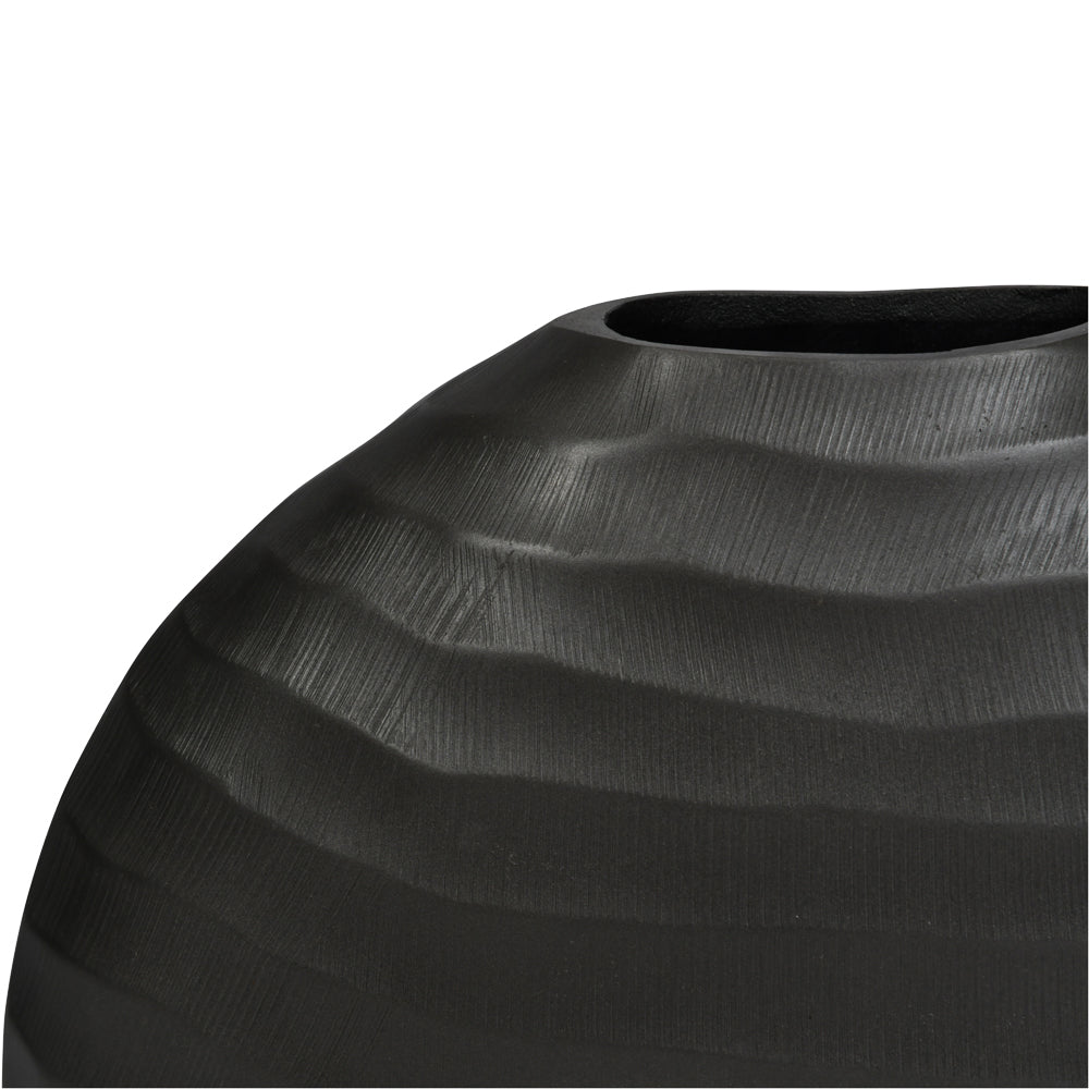 Libra Iconic Large Ripples Graphite Aluminium Elliptical Vase