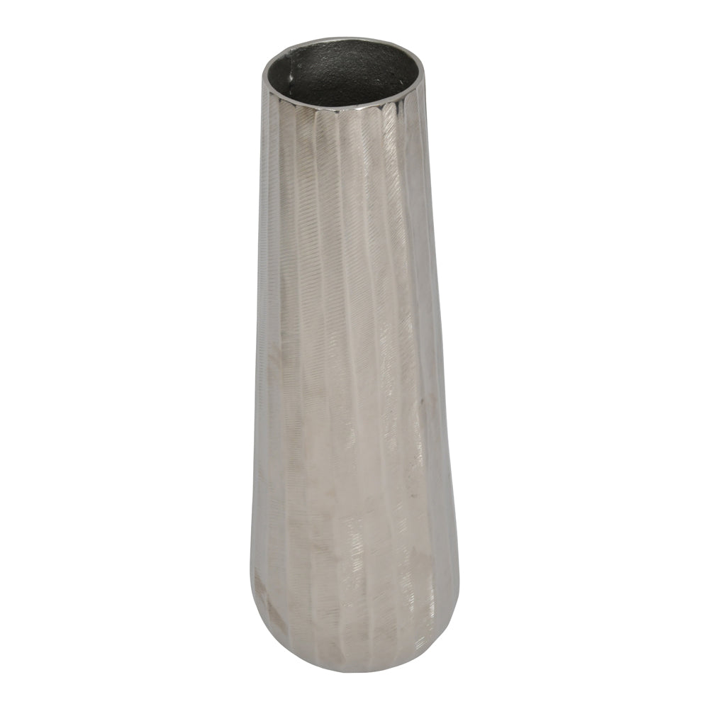 Libra Midnight Mayfair Collection - Iconic Ripples Silver Aluminium Tapered Vase 50 cm