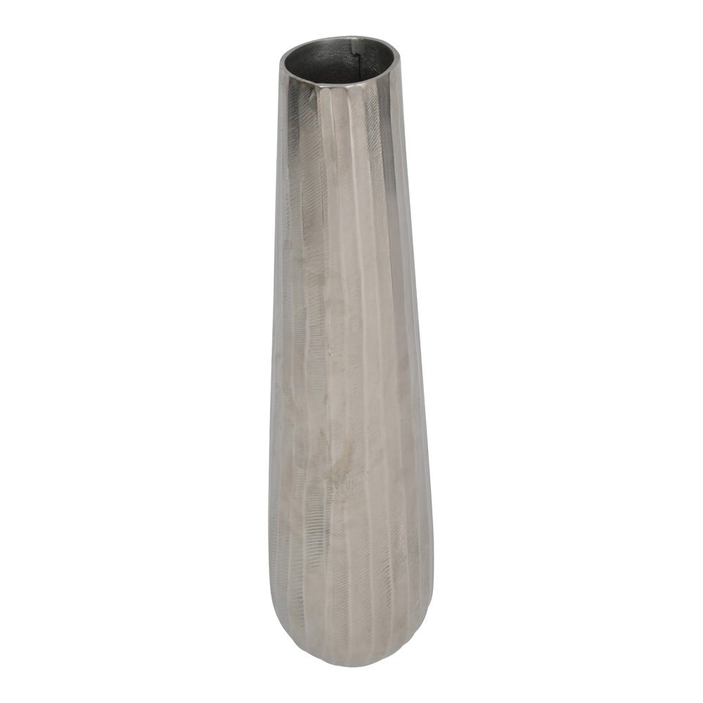 Libra Midnight Mayfair Collection - Iconic Ripples Silver Aluminium Tapered Vase 70 cm