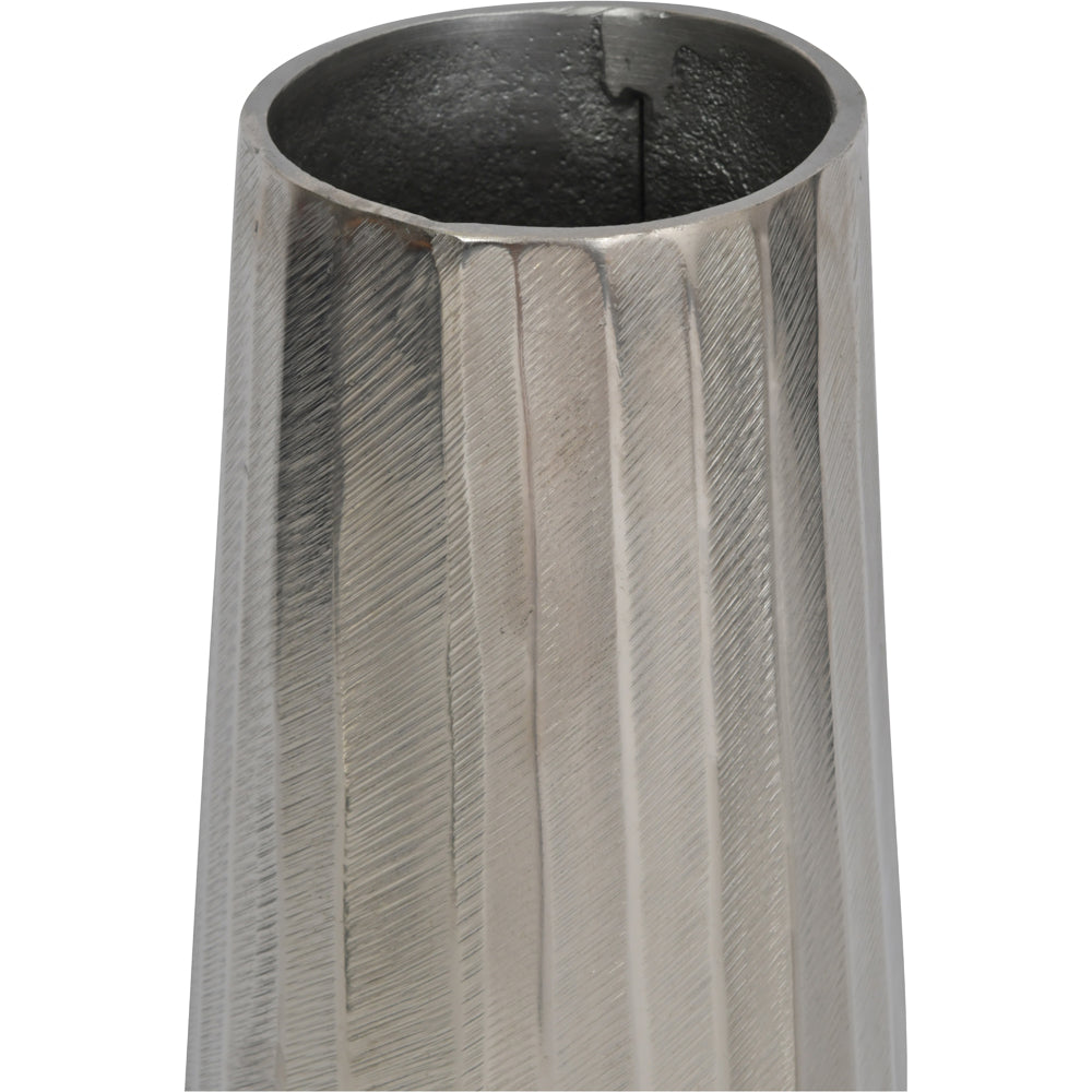 Libra Midnight Mayfair Collection - Iconic Ripples Silver Aluminium Tapered Vase 70 cm