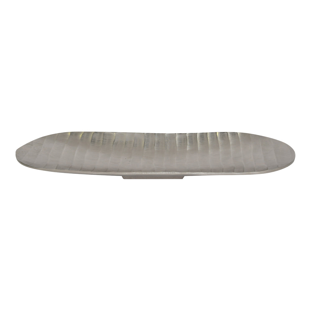 Libra Midnight Mayfair Collection - Iconic Ripples Silver Aluminium Elliptical Platter 60 cm