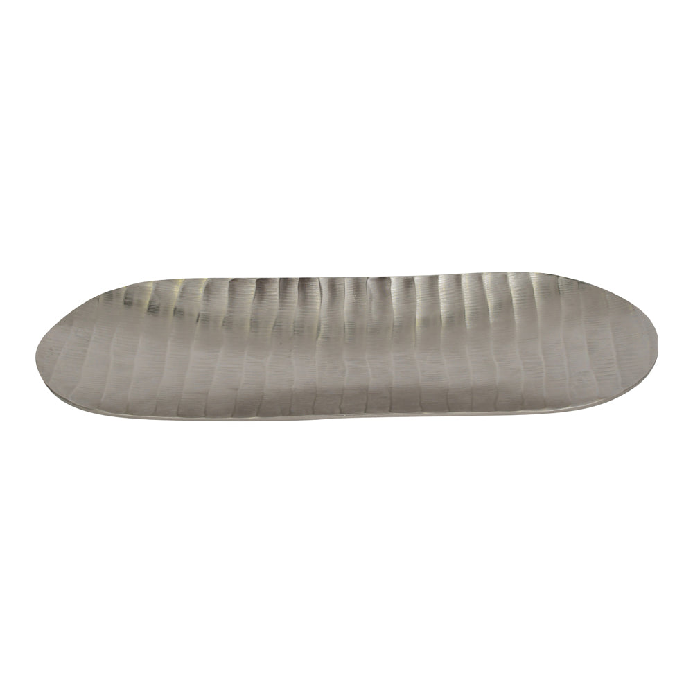 Libra Midnight Mayfair Collection - Iconic Ripples Silver Aluminium Elliptical Platter 60 cm