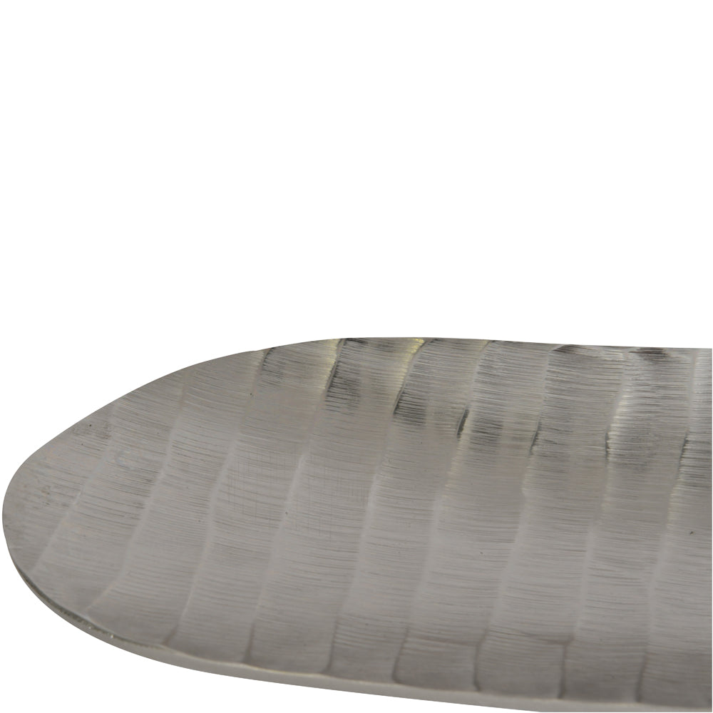 Libra Midnight Mayfair Collection - Iconic Ripples Silver Aluminium Elliptical Platter 60 cm