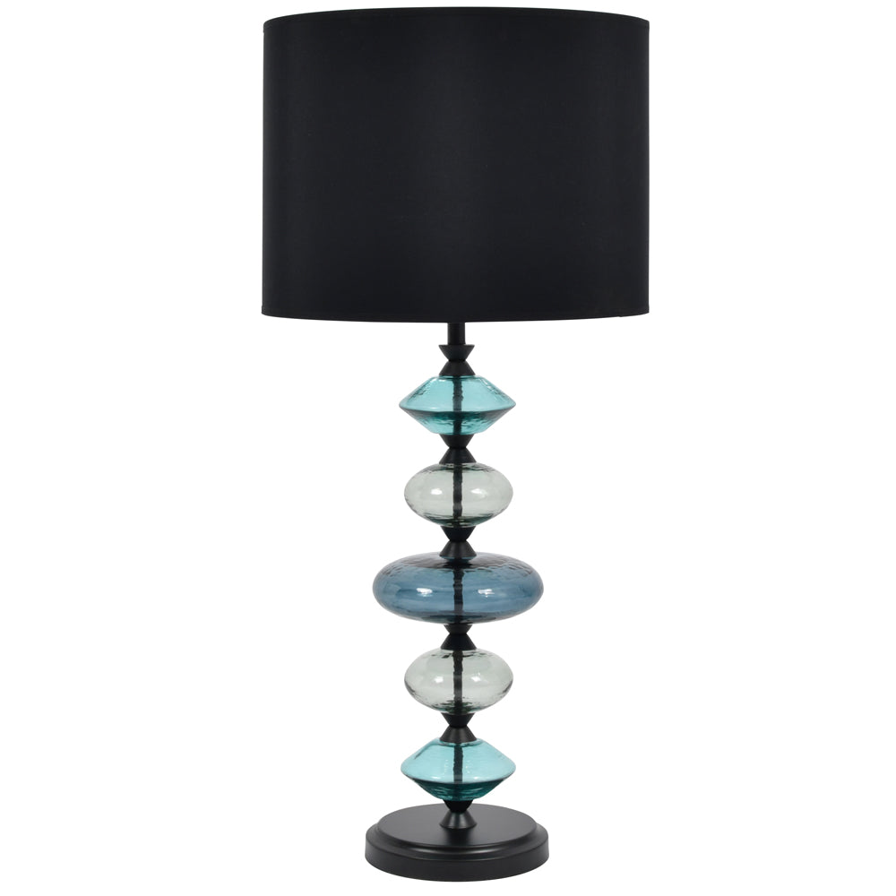 Libra Urban Botanic Collection - Eva Table Lamp In Ebony Black And Blue Glass (Base Only)