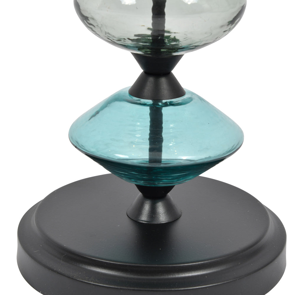 Libra Urban Botanic Collection - Eva Table Lamp In Ebony Black And Blue Glass (Base Only)