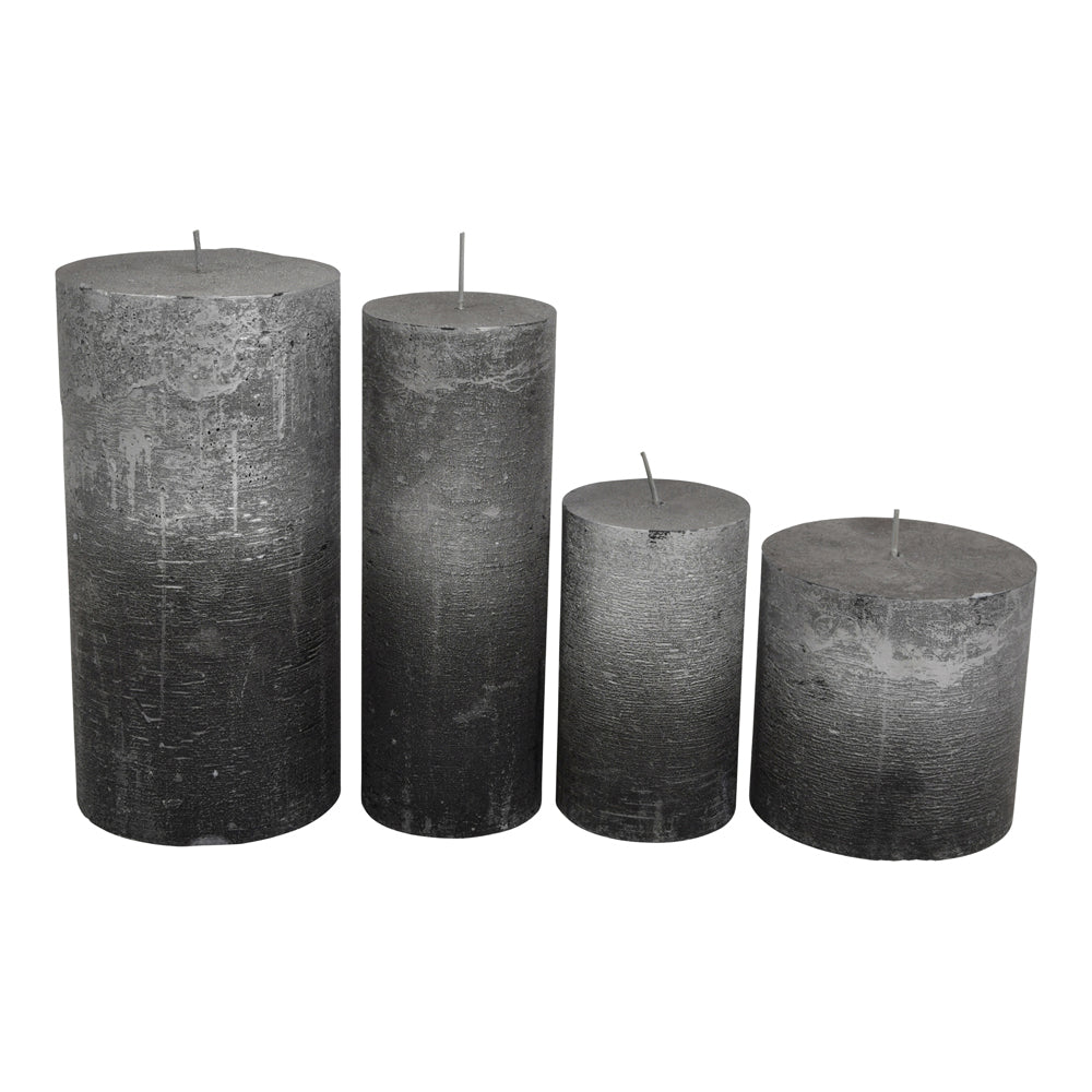 Libra Midnight Mayfair Collection - Black And Silver Ombre Pillar Candle 10X10 cm