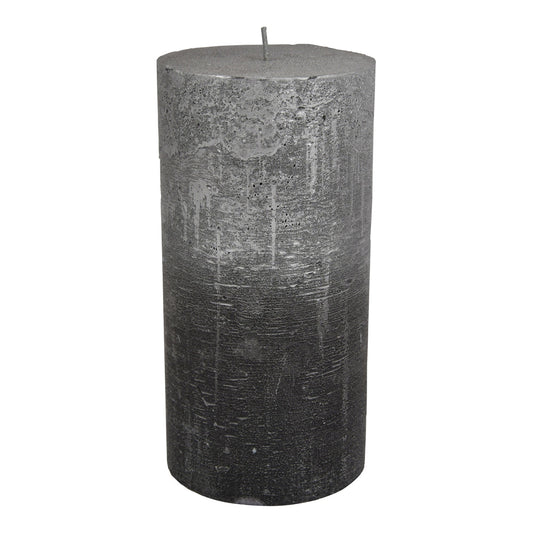 Libra Midnight Mayfair Collection - Black And Silver Ombre Pillar Candle 10X20 cm