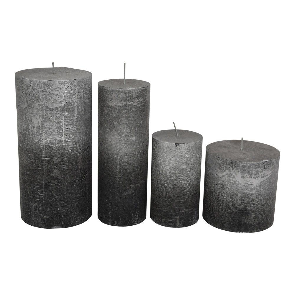 Libra Midnight Mayfair Collection - Black And Silver Ombre Pillar Candle 10X20 cm