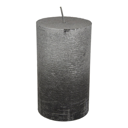 Libra Midnight Mayfair Collection - Black And Silver Ombre Pillar Candle 7X12 cm