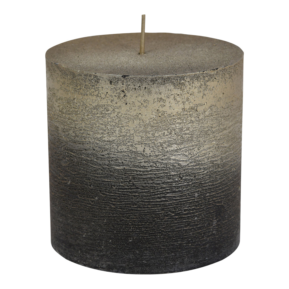 Libra Luxurious Glamour Collection - Black And Gold Ombre Pillar Candle 10 X 10 cm