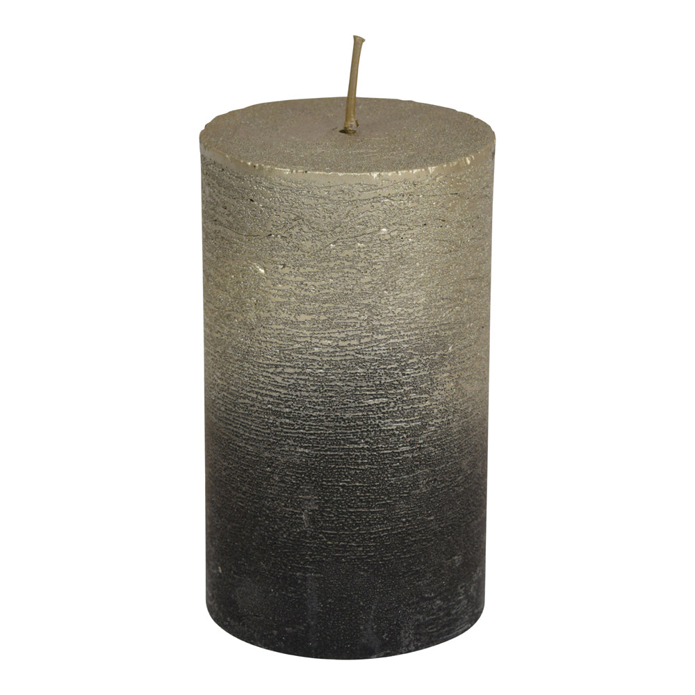 Libra Luxurious Glamour Collection - Black And Gold Ombre Pillar Candle 7 X 12 cm