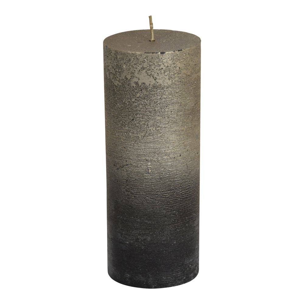 Libra Luxurious Glamour Collection - Black And Gold Ombre Pillar Candle 7 X 19 cm