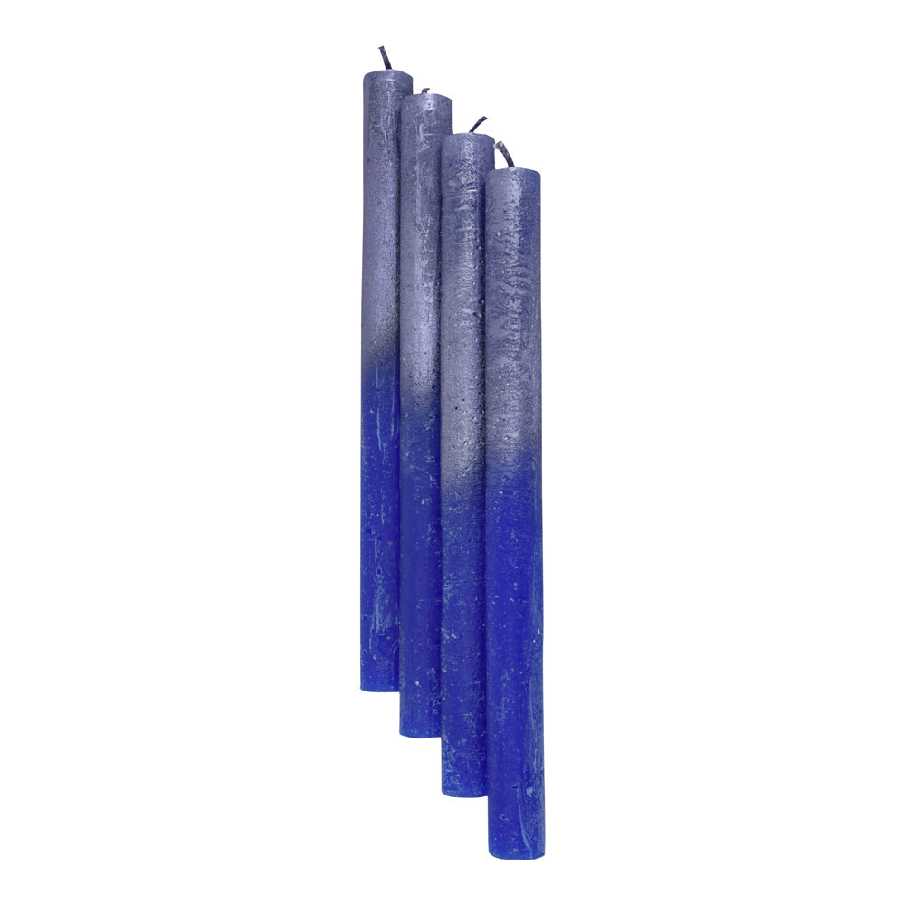 Libra Urban Botanic Collection - Set Of 4 Blue And Purple Ombre Dinner Candles