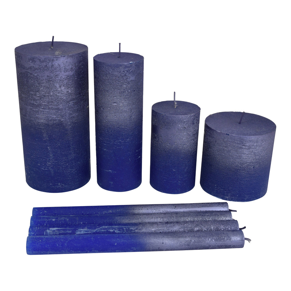 Libra Urban Botanic Collection - Set Of 4 Blue And Purple Ombre Dinner Candles