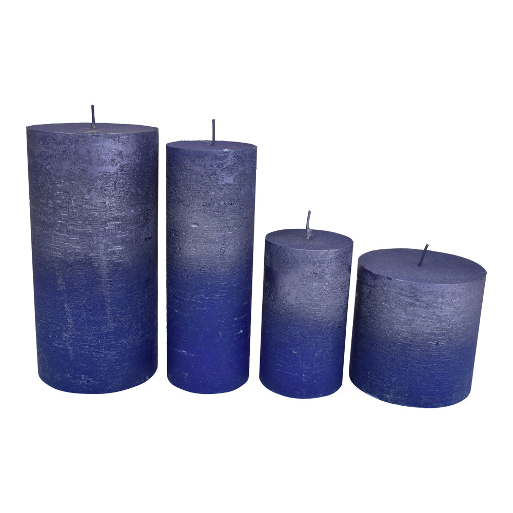 Libra Urban Botanic Collection - Blue And Purple Ombre Pillar Candle 10 X 10 cm