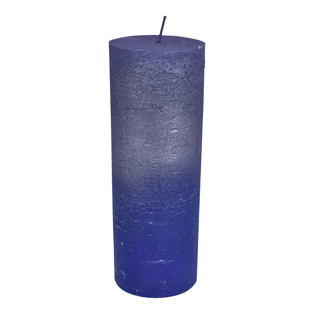 Libra Urban Botanic Collection - Blue And Purple Ombre Pillar Candle 7 X 19 cm