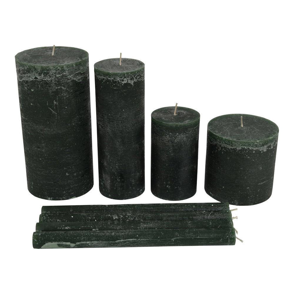 Libra Urban Botanic Collection - Set Of 4 Forest Green Rustica Dinner Candles