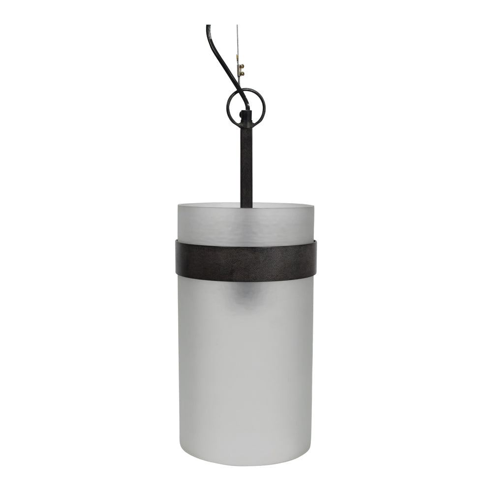 Libra Calm Neutral Collection - Atrium Single Glass Pendant Oak Wood Frosted Glass